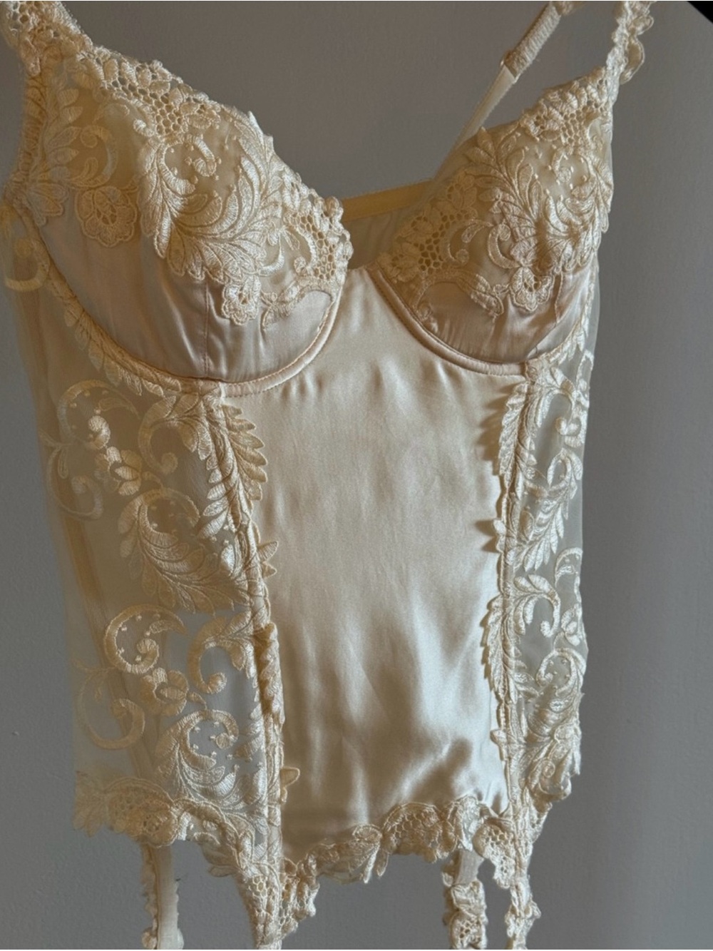 La Perla Gold label Elegant Ivory Cream Lace Bustier with garters #032 - Picture 2 of 10